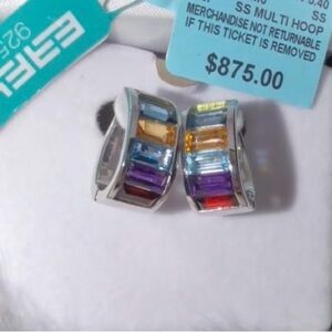EFFY Multi Gemstone Sterling silver hoop earrings earrings 💙💛💜❤️💚